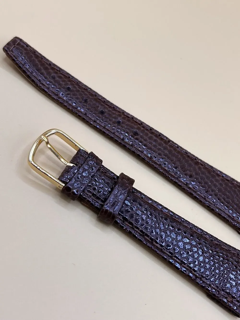 20mm KREISLER Genuine Leather Brown NOS Vintage Watch Band & Gold-Tone Buckle